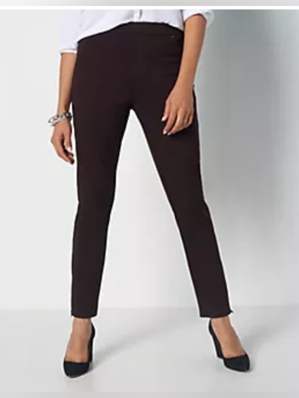 Susan Graver Liquid Knit Pull-On Ankle Pants Black XL Stretch Career Casual
